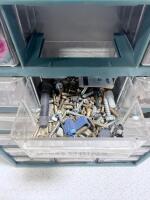 Small Parts Organizer Cabinet with 15 Drawers, Assorted Hardware, Labeled Clear Plastic Bins - 5