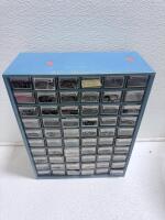 54-Drawer Blue Small Parts Organizer Cabinet, Steel Frame, Clear Plastic Drawers, Loaded Hardware - 4