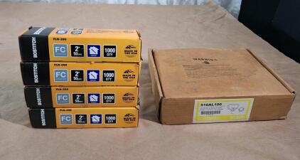 (4) 1000-Count Boxes Of Bostitch FLN-200 - 16 GA L Shaped 2" Hardwood Flooring Cleat Nails & (1) 10000-Cout Box Of 16-Guage Aluminum Wire Sharp Pointed, 1/2" Crown C-Rings