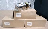 (1) Kingston Brass Lavatory Faucet, Polished Brass Finish & (3) Interior Privacy Door Knob & Latch Sets, Brushed Nickel Finish - 3