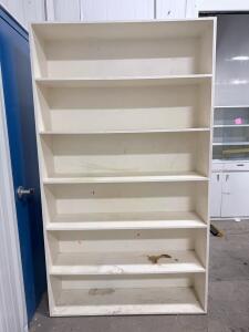 Large 6-Shelf Freestanding White Bookshelf, Approx. 6ft Tall, Wood Composite, Fixed Shelves