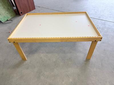 Woodworking Assembly Table 47"x28", MDF Laminate Top, Wood Frame, Bench with Peg Holes