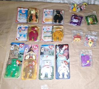 (8) Assorted Beanie Babies & (5) Assorted Vintage Happy Meal Toys