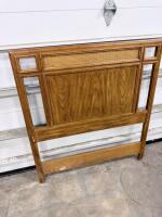 Mid-Century Modern Wood Headboard with Cane Panel, Geometric Design, Twin/Full Size - 3