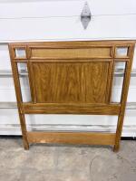 Mid-Century Modern Wood Headboard with Cane Panel, Geometric Design, Twin/Full Size - 6