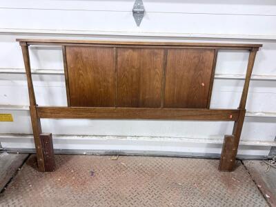 Mid-Century Modern Walnut Wood Queen Headboard &ndash; Panel Design, 60"W x 42"H