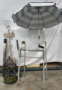 &ldquo;Welcome to the Birdcage!&rdquo; Decorative Metal Birdcage Lamp with LED Flower Lights, 20"x12", Plug-In Hanging Chain(tested and working)