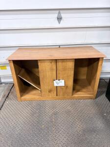 Wooden Storage Cabinet with 2 Doors, 3 Compartments, Light Brown Finish, 30" W x 15" D x 30" H