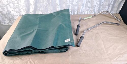 (1) Sunpro Mesh Tarp, 160"L x 59"W & (2) Bicycle Handlebars