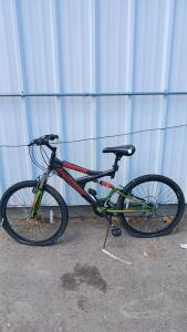 Dynacraft Gauntlet 24" Full Suspension Mountain Bike, Steel Frame, 18-Speed, Black/Green