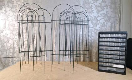 (1) AMAGABELI GARDEN & HOME 10-Panel Decorative Metal Garden Fence, Black, 15-Ft Long X 32" Tall & (1) 40-Bin Small Parts Storage Bin