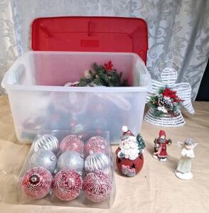 (1) Bin Of Assorted Christmas Decor