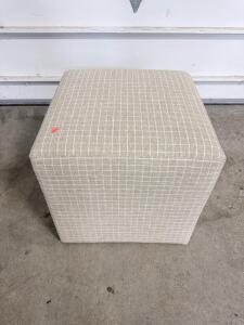 Beige Upholstered Cube Ottoman, 18"x18"x19.5", Hardwood Frame, Foam Cushion