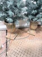 Pair of 4 ft Pre-Lit Artificial Topiary Trees with Decorative Urn Bases, Clear Lights, Plug-In - 3