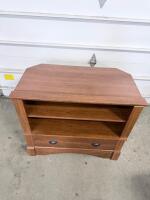 Medium Brown Wood TV Stand for up to 42" TVs, 2 Open Shelves, 1 Drawer, 36"W x 28"H - 2