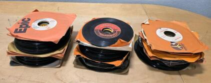 Large Lot 75+ Vintage 7" 45 RPM Vinyl Records - Epic, Columbia, Atlantic - Pop, Soul, Jazz