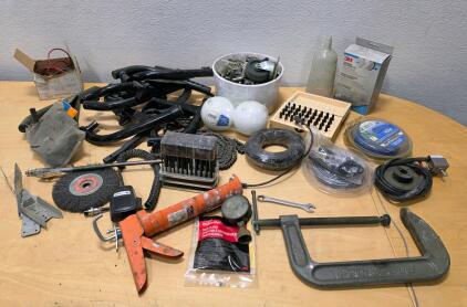 Mixed Lot: Pro-Grade 8" C-Clamp, Caulking Gun, 3M/Bondo Supplies, 25+ Shop Tool Accessories