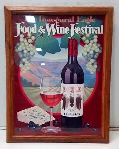 Framed "The Inaugural Eagle Food & Wine Festival" Poster, 18x24 inches, Wood Frame