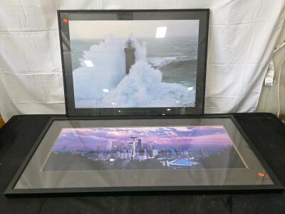 Jean Guichard "Phare dans la Tempete" 24x32 Framed Print + Seattle Skyline Panorama 41x18