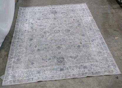 Traditional Gray Ornate Area Rug &ndash; Approximately 83.5" x 60" ft Rectangular, Vintage Distressed Design