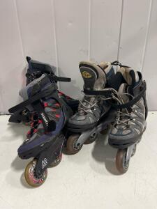(2) K2 Flight Alx/ K2 Flight 71 Inline Skates, Aluminum Frame, 4x80mm Wheels, Grey/Blue, Recreational/Fitness