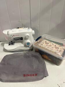 SINGER Fashion Mate Sewing Machine with Accessories, Fabrics, Dust Cover, and Notions Kit- item has been tested and works