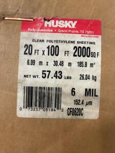 Husky 20 ft x 100 ft Clear Polyethylene Sheeting, 6 mil, 2000 sq ft, CF0620C