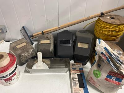 Set of 4 Passive Welding Helmets, 2"x4.25" Viewing Area, Fixed Shade, Black-<br/>assorted shop materials