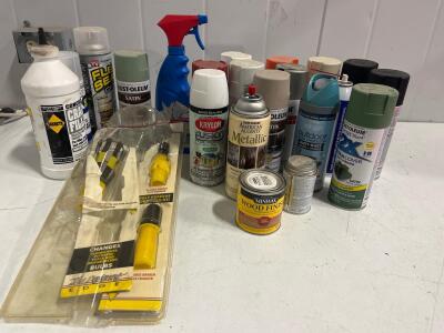 Assorted 24-Can Spray Paint & Finish Lot &ndash; Rust-Oleum, Valspar, Krylon, Tool & Wood Stain
