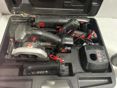 Craftsman 19.2V Cordless Power Tool Combo Kit&mdash;Drill, Saw, Recip Saw, Light, Charger, Case Unable to Test, Batteries both show defective AND fully Charged when placed on charger