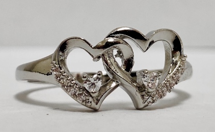 925 Silver Double Heart Ring