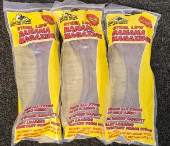 (3) Butler Creek Steel Lips 25rd .22LR Magazine for Ruger 10/22, 77/22, AMT Lightning, Clear/Steel