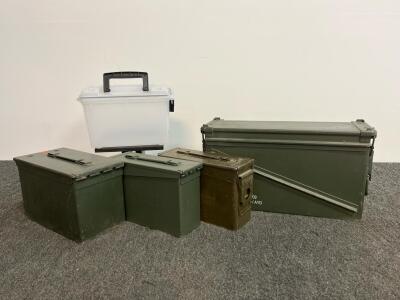 Military Surplus 40mm, .50 Cal, .30 Cal Ammo Cans w/ BI-MART and Plastic Storage - Lot