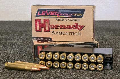 Hornady LEVERevolution .35 Rem 200gr FTX Ammunition, (2) 20 Round Boxes, Brass Case, Flex Tip