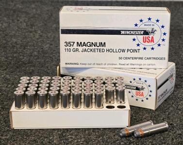 Winchester USA .357 Magnum 110gr JHP Ammunition, (2) Boxes, 50 Rounds per Box