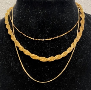 (3) Gold-Tone Necklaces