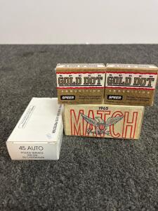 Gold Dot .45 ACP 230gr JHP, Police Service 230gr, Vintage 1965 Match 50rd Boxes, 140 Rounds Total
