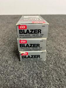 CCI Blazer 10mm Auto 180gr JHP Ammunition, 150 Rounds, 1,200 fps Muzzle Velocity