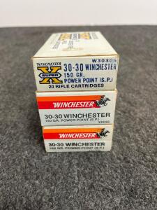 Winchester Super-X 30-30 Winchester 150gr Power-Point S.P. Ammo, 3 Boxes (60 Rounds), X30306/W30306