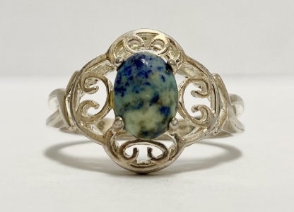 925 Silver Oval Cut Larimar Ring