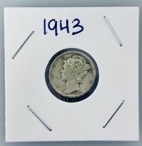 1943 Mercury Dime (Winged Liberty Head, United States Ten-Cent Coin)