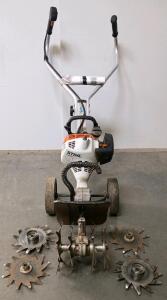 Stihl MM 55 Gas-Powered Cultivator Tiller, 27.2cc Engine, 8.5" Width, Extra Blades Included