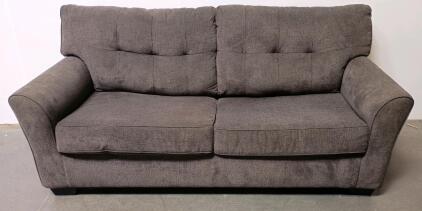 Charcoal Gray Upholstered 2-Seat Loveseat, Removable Cushions, Modern Style