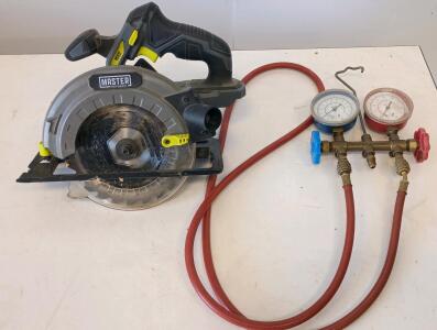 Master Mechanic 20V 6-1/2" Cordless Circular Saw & Imperial Eastman 2-Valve Manifold Gauge Set