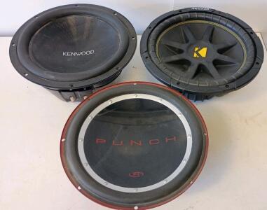 12" Car Subwoofers &ndash; Rockford Fosgate Punch, Kenwood, Kicker CompVR, Multiple Models