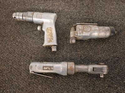Ingersoll Rand J4B Air Drill, CP Angle Die Grinder, IR Pneumatic Ratchet, Lot of 3 Air Tools, unable to test