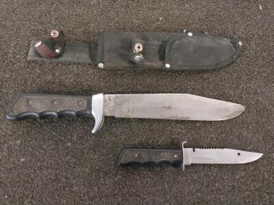 COBRA Survival Knife Set, 2 Fixed Blades, Clip & Sawback, Stainless, China, Sheath Included