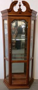 Traditional Wooden Curio Display Cabinet With Glass Shelves, Interior Lighting