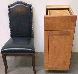 Shaker Base Cabinet With Automatic Closing Drawers & High-Back Black Upholstered Dining Chair