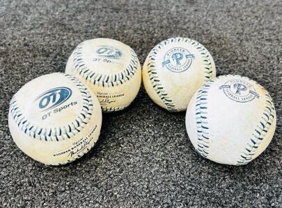 Official Pioneer League Game Baseballs by OT Sports &ndash; Set of 4 (Boise Hawk Baseball Game, Used)